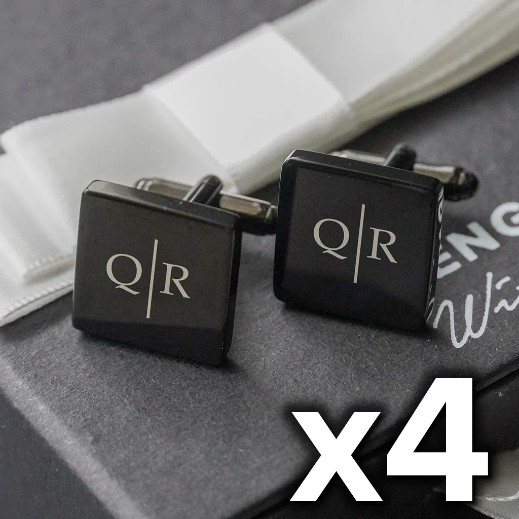 4 x Engravd Square Custom Cuff links : Initial sets - Image 6