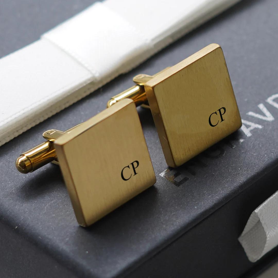 4 x Engravd Square Custom Cuff links : Initial sets - Image 9