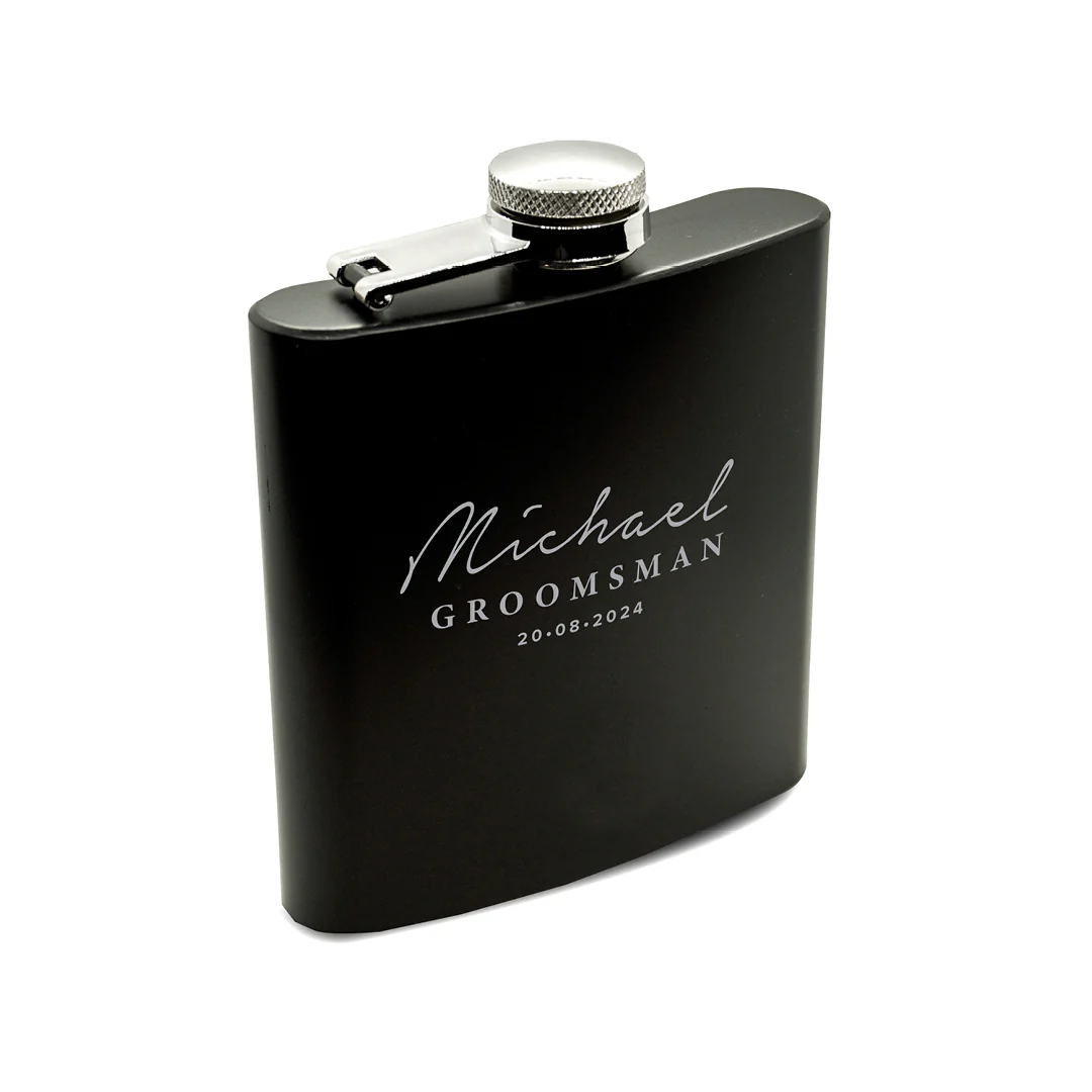 Engravd 5 x Hip Flask sets - Name/Title/Date - Image 4