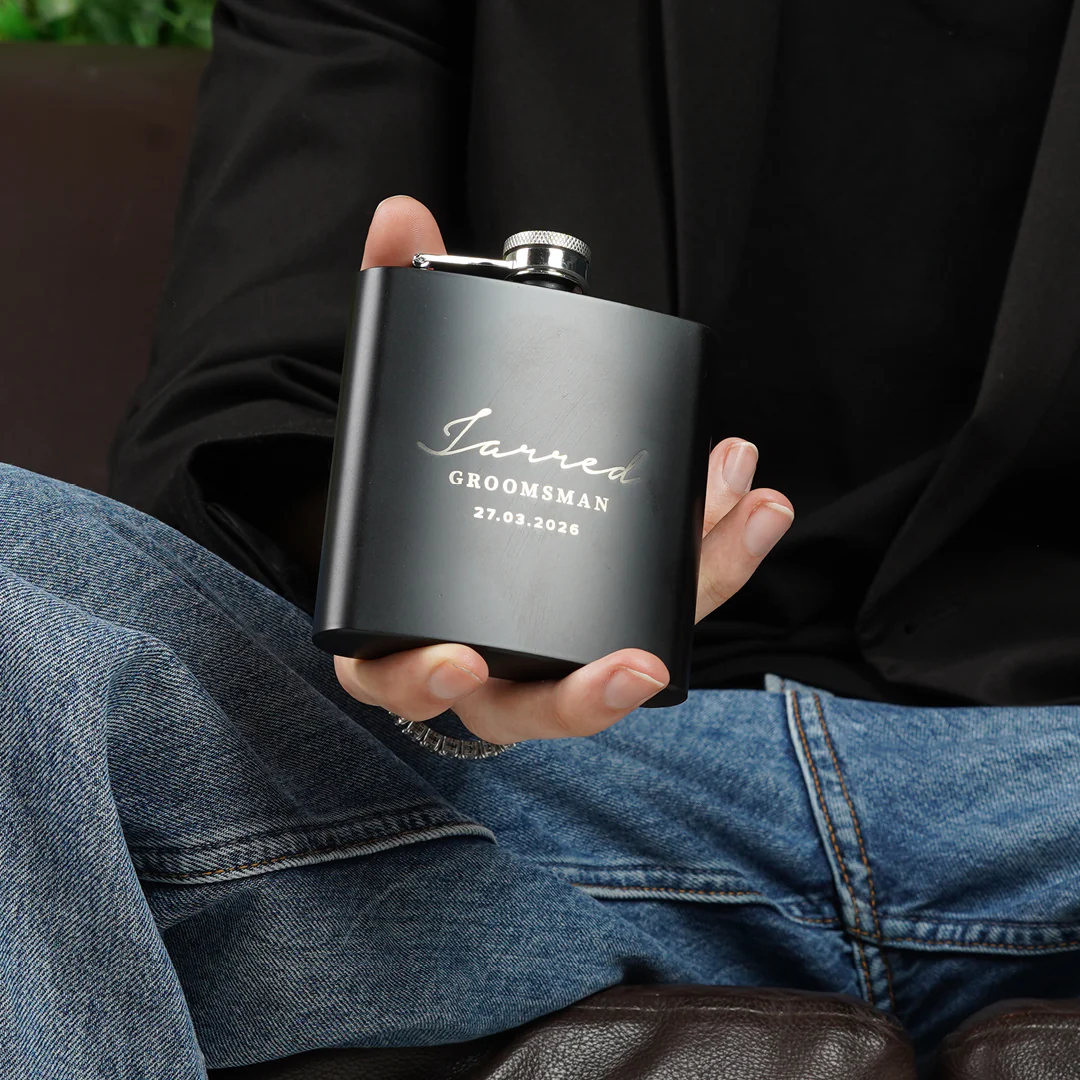 Engravd Matte Black Hip Flask - Personalised Initials - Image 8