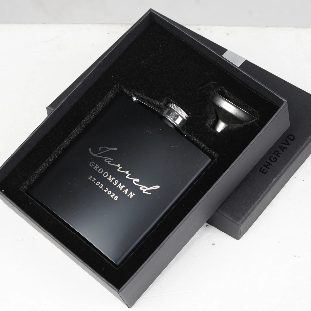 Engravd Matte Black Hip Flask - Personalised Initials - Image 7