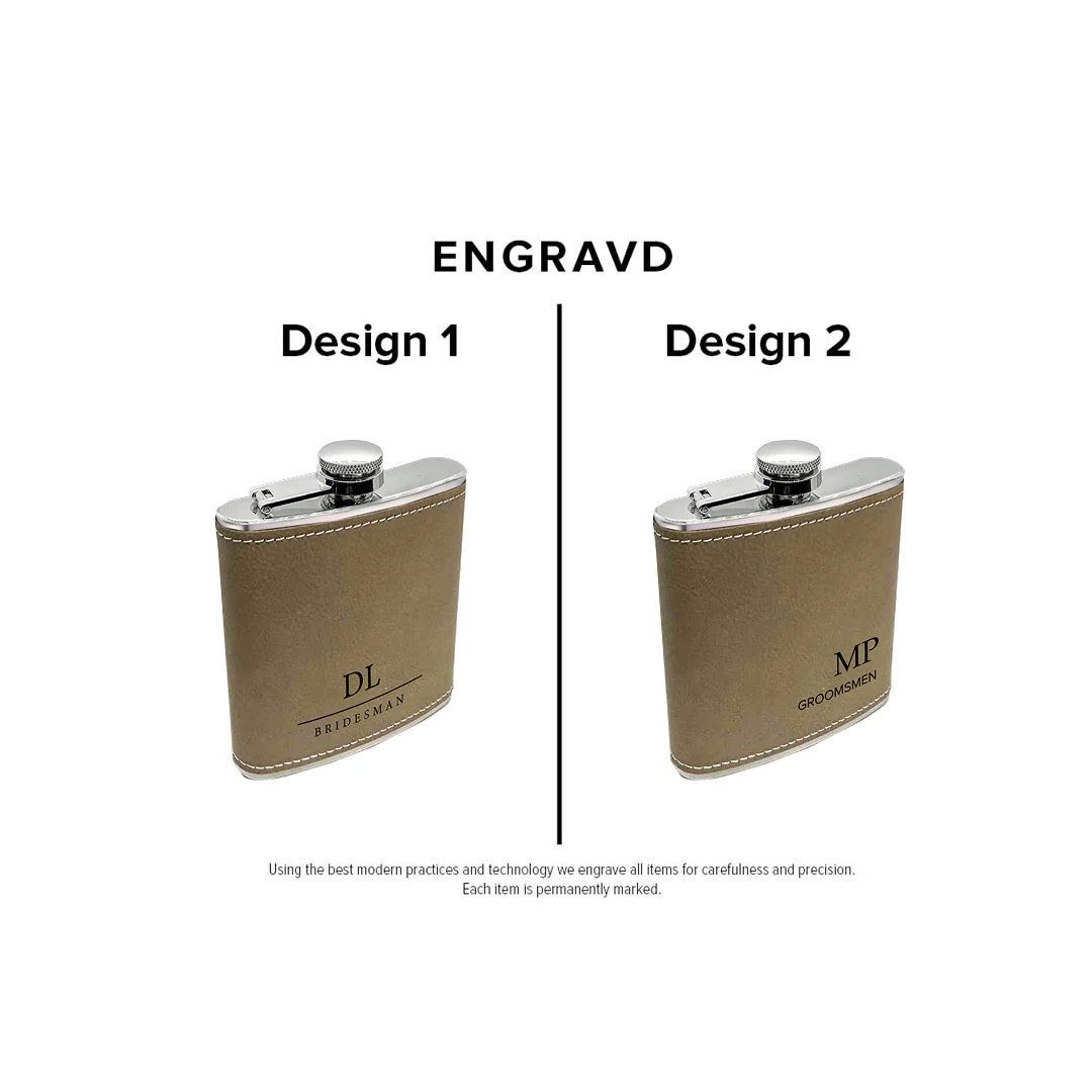 Engravd Light Brown Hip Flask - Personalised Initials and Title - Image 3