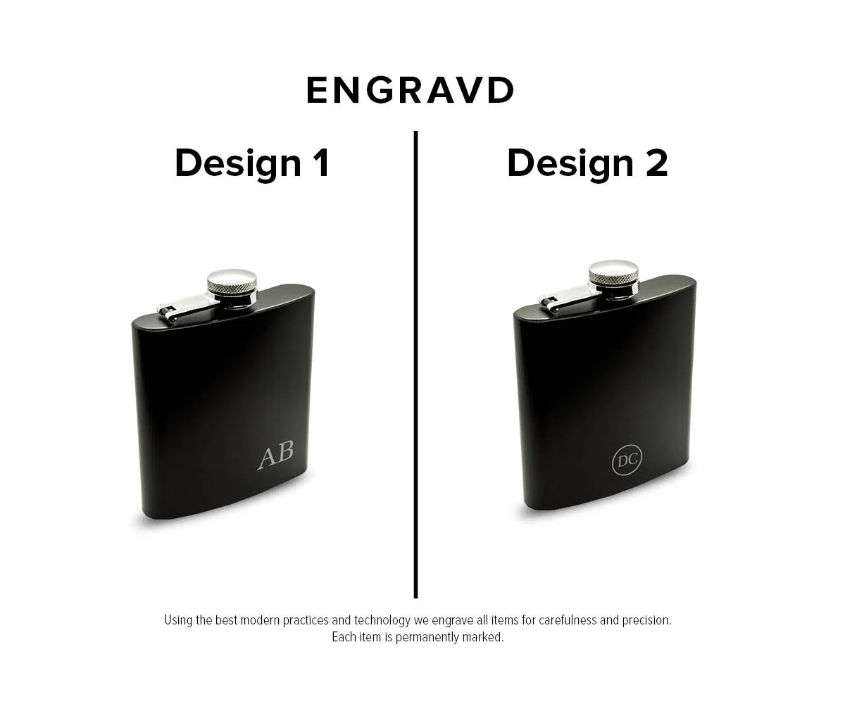 Engravd Matte Black Hip Flask - Personalised Initials - Image 3