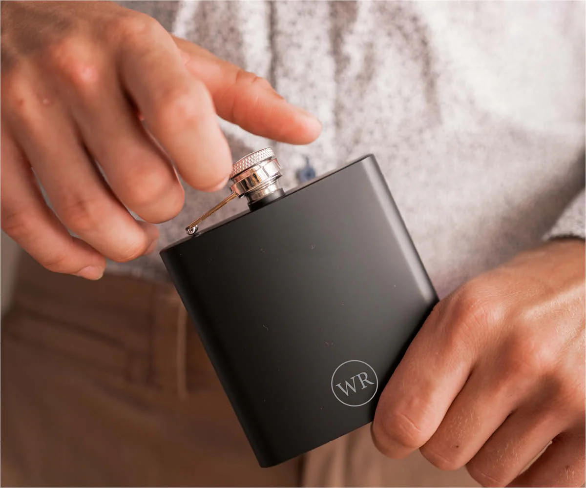 Engravd Matte Black Hip Flask - Personalised Initials - Image 4