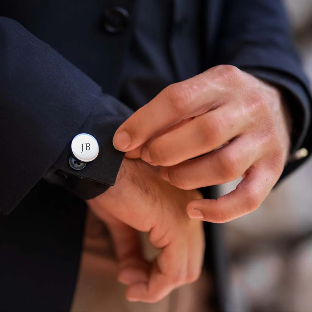 Engravd Round Custom Cuff link set: Design 2 - Image 5