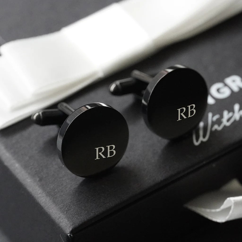 Engravd Round Custom Cuff link set: Design 3 - Image 2