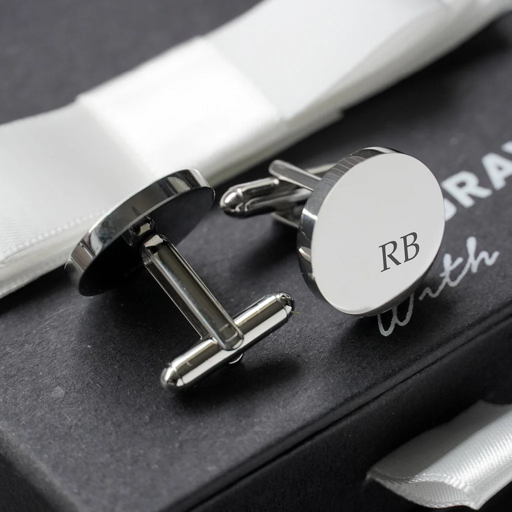 Engravd Round Custom Cuff link set: Design 3 - Image 3