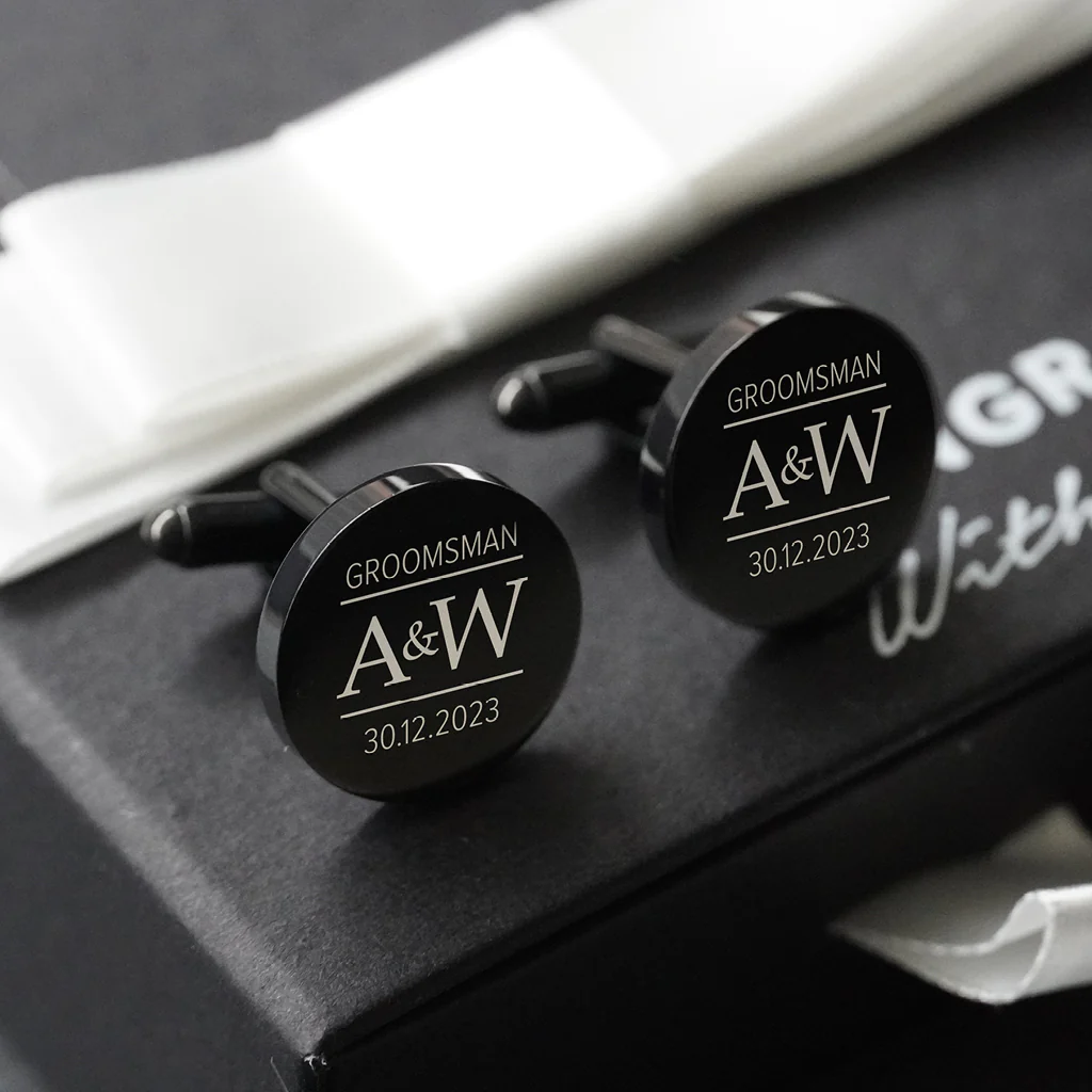 Engravd Round Custom Cuff link set: Design 5 - Image 3
