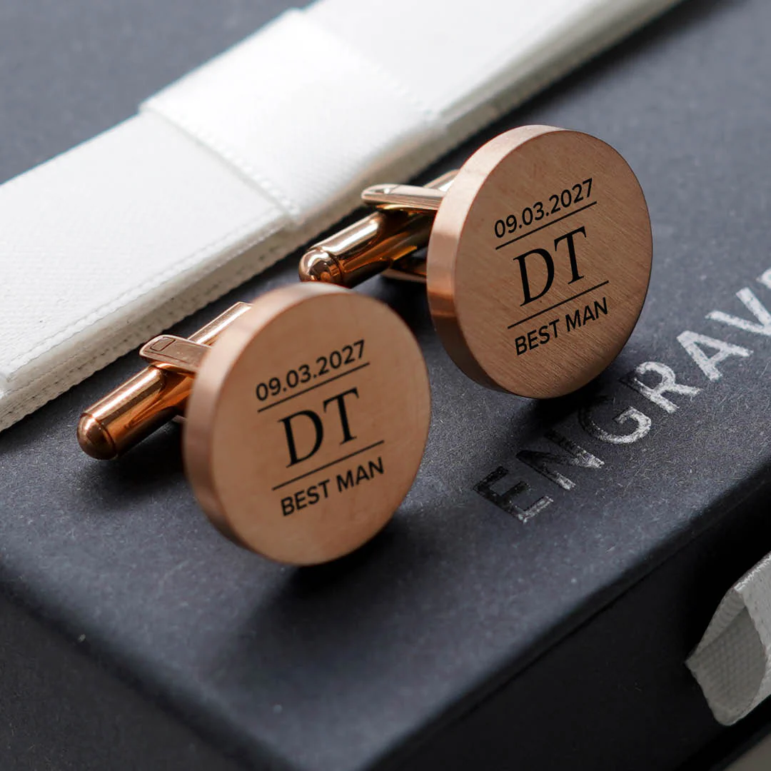 Engravd Round Custom Cuff link set: Design 5 - Image 8