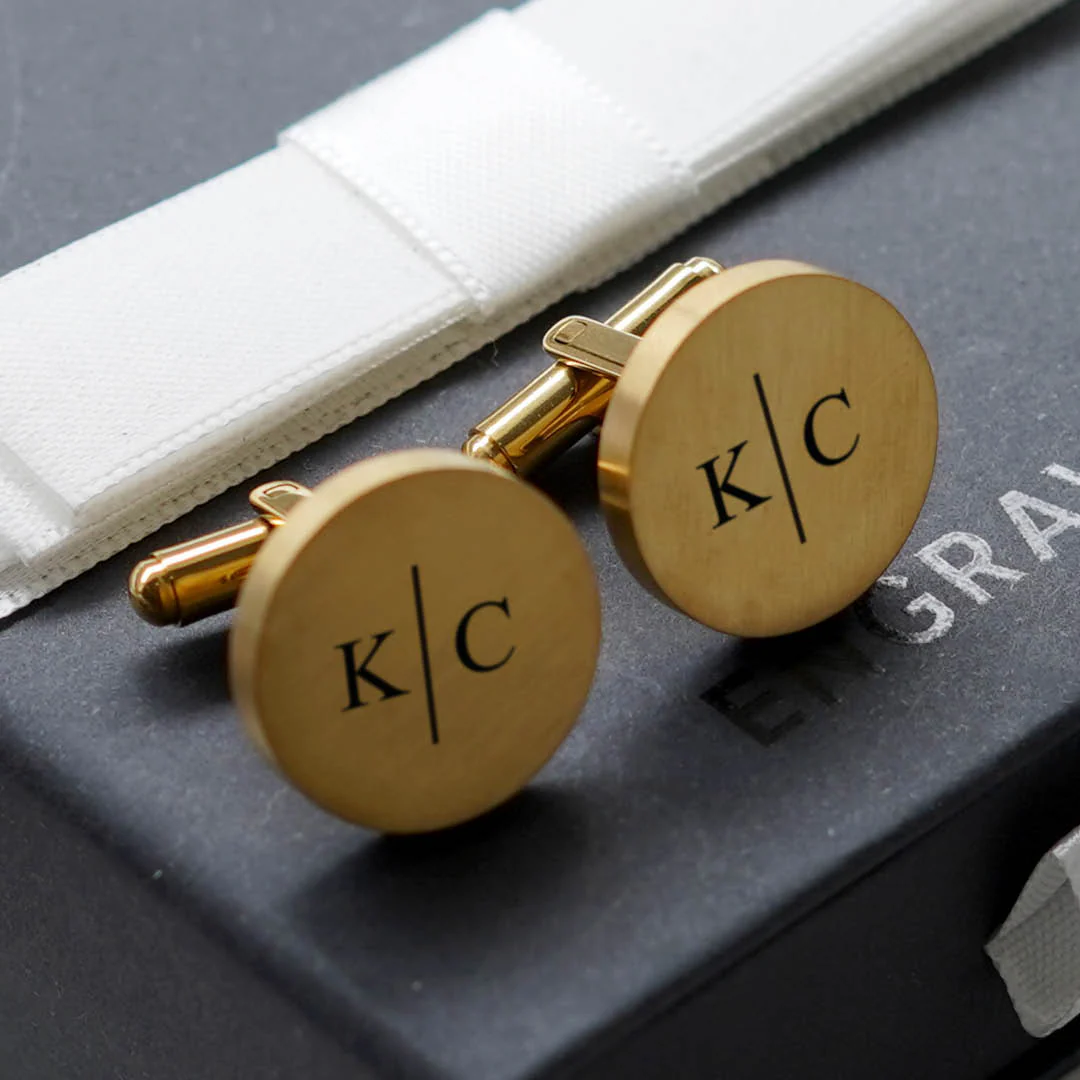 Engravd Round Custom Cuff link set: Design 6 - Image 2