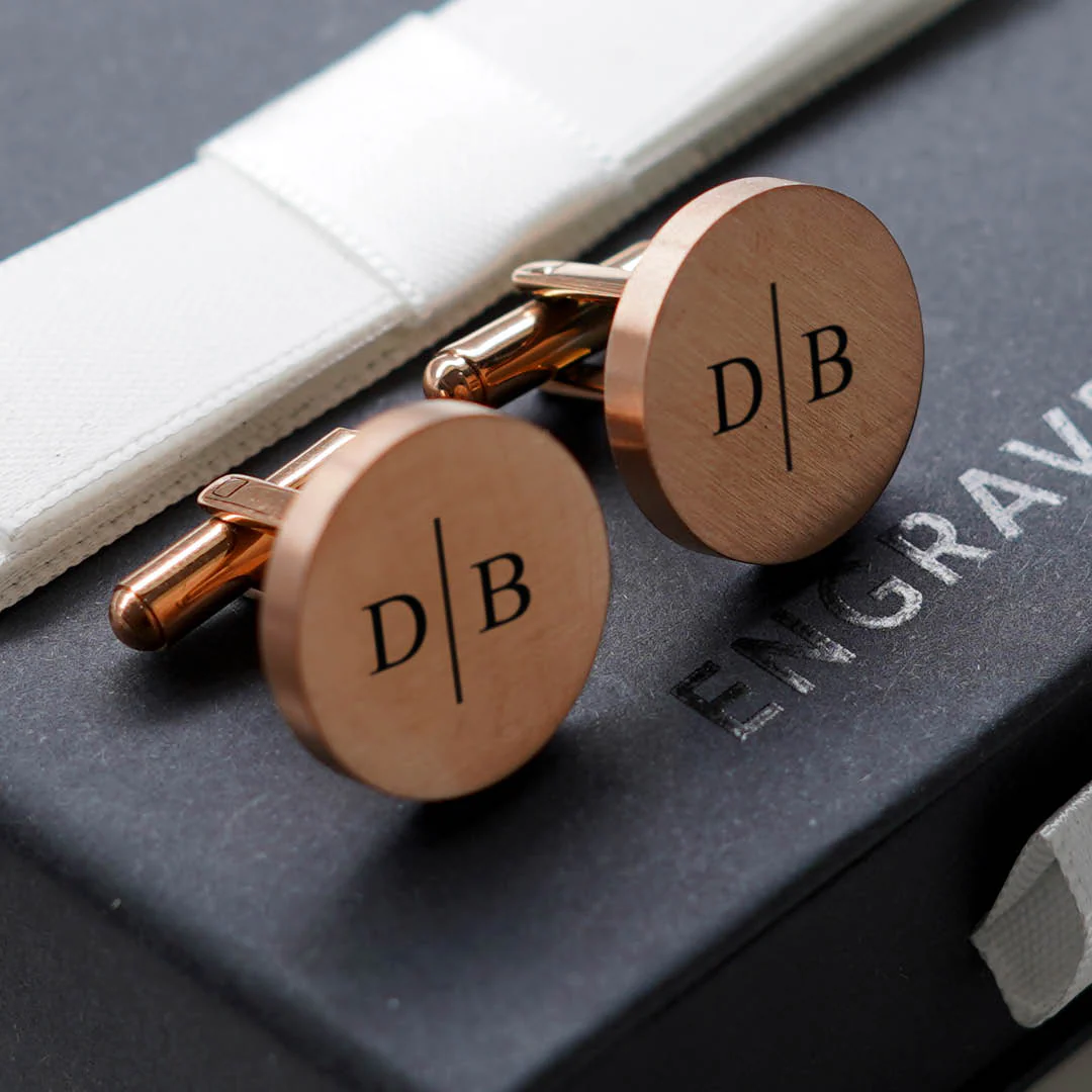 Engravd Round Custom Cuff link set: Design 6 - Image 4