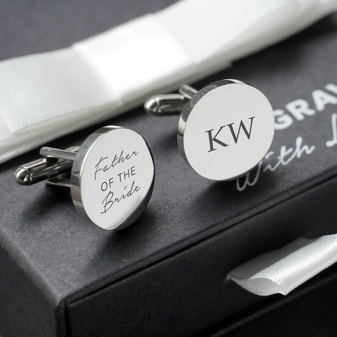 Engravd Round Custom Cuff link set: Title - Initials