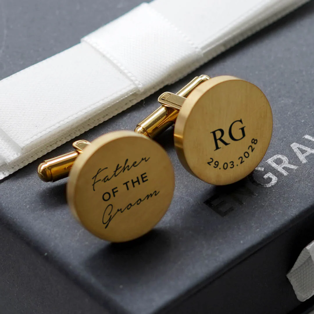Engravd Round Custom Cuff link set: Title - Initials - Image 2