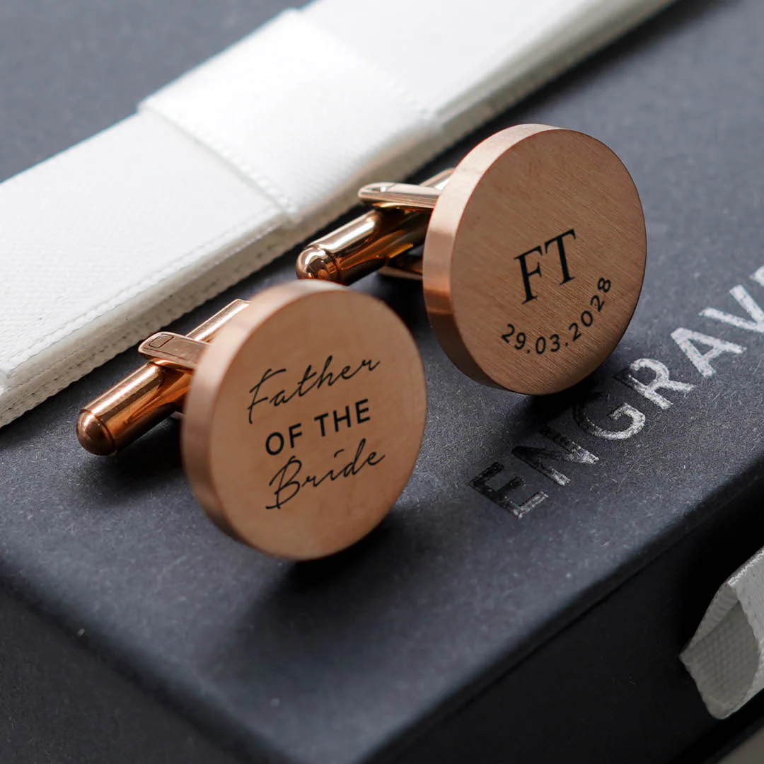 Engravd Round Custom Cuff link set: Title - Initials - Image 7