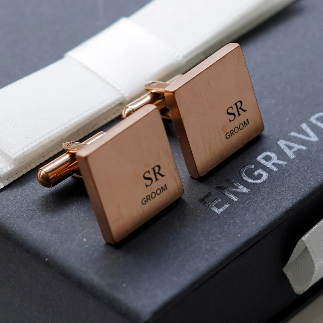 Engravd Square Custom Cuff link set: Design 1 - Image 11