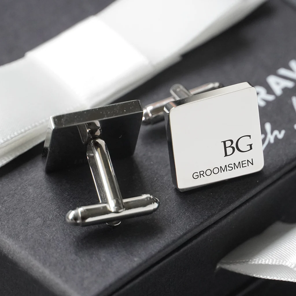 Engravd Square Custom Cuff link set: Design 1 - Image 4