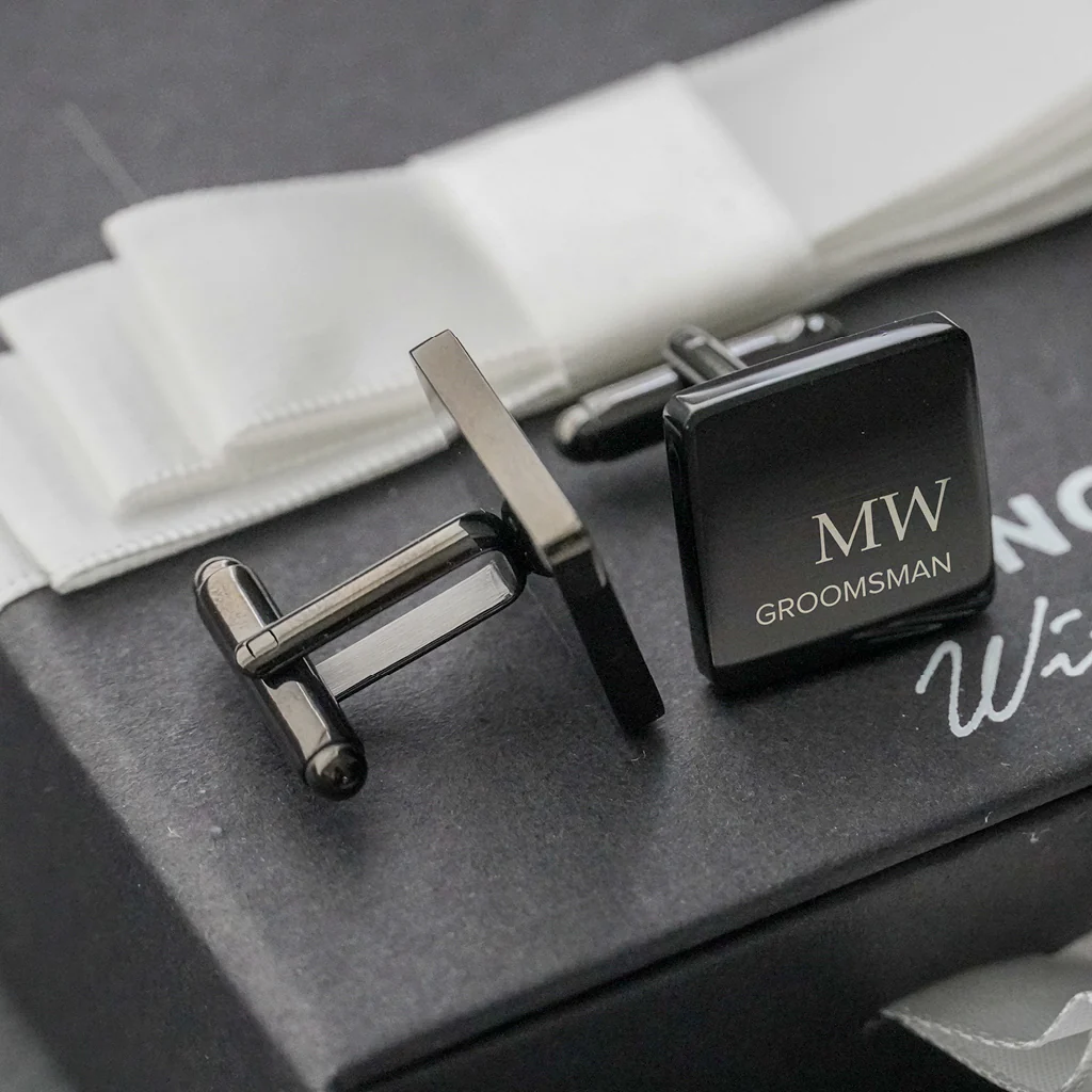 Engravd Square Custom Cuff link set: Design 1 - Image 7