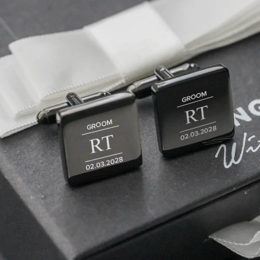 Engravd Square Custom Cuff link set: Design 7 - Image 3