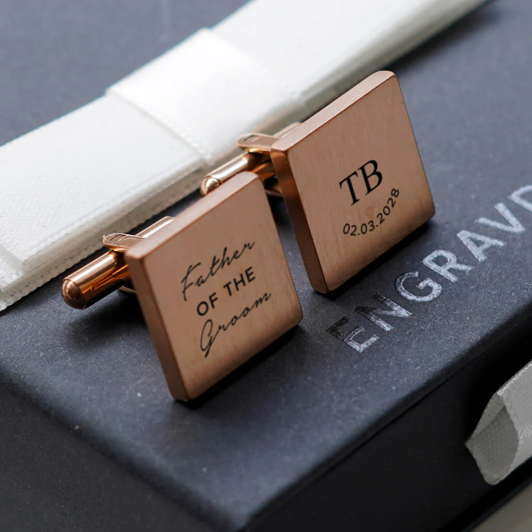 Engravd Square Custom Cuff link set: Title - Initials - Image 4