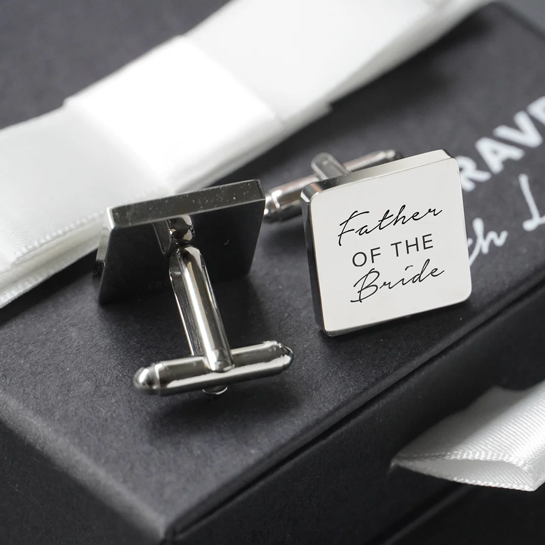 Engravd Square Custom Cuff link set: Title - Initials - Image 5