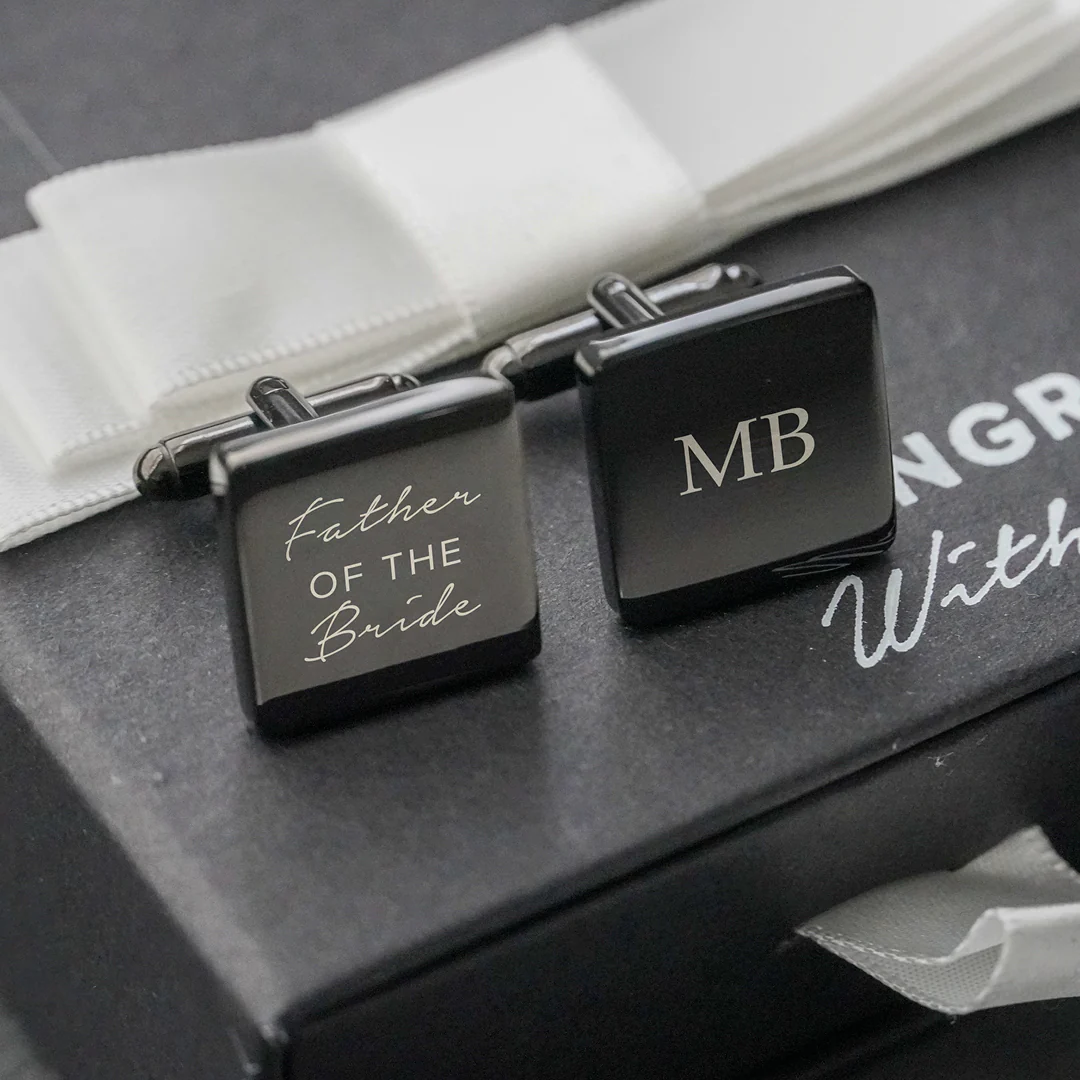 Engravd Square Custom Cuff link set: Title - Initials - Image 7