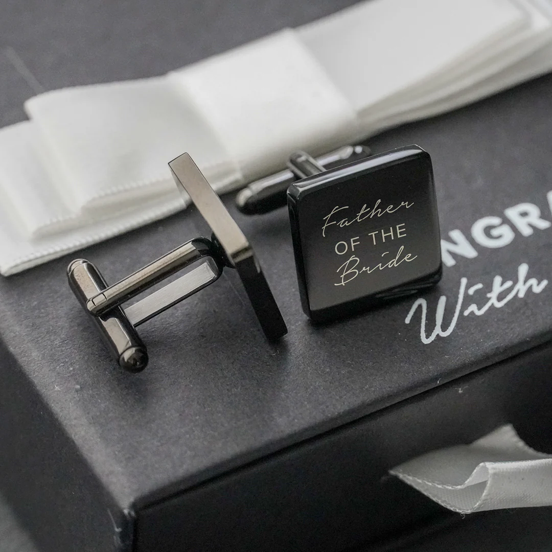Engravd Square Custom Cuff link set: Title - Initials - Image 8