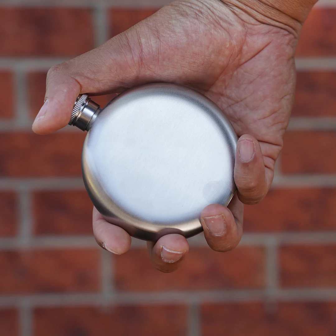 Engravd Stainless Steel Round Hip Flask - Personalised Initials - Image 4