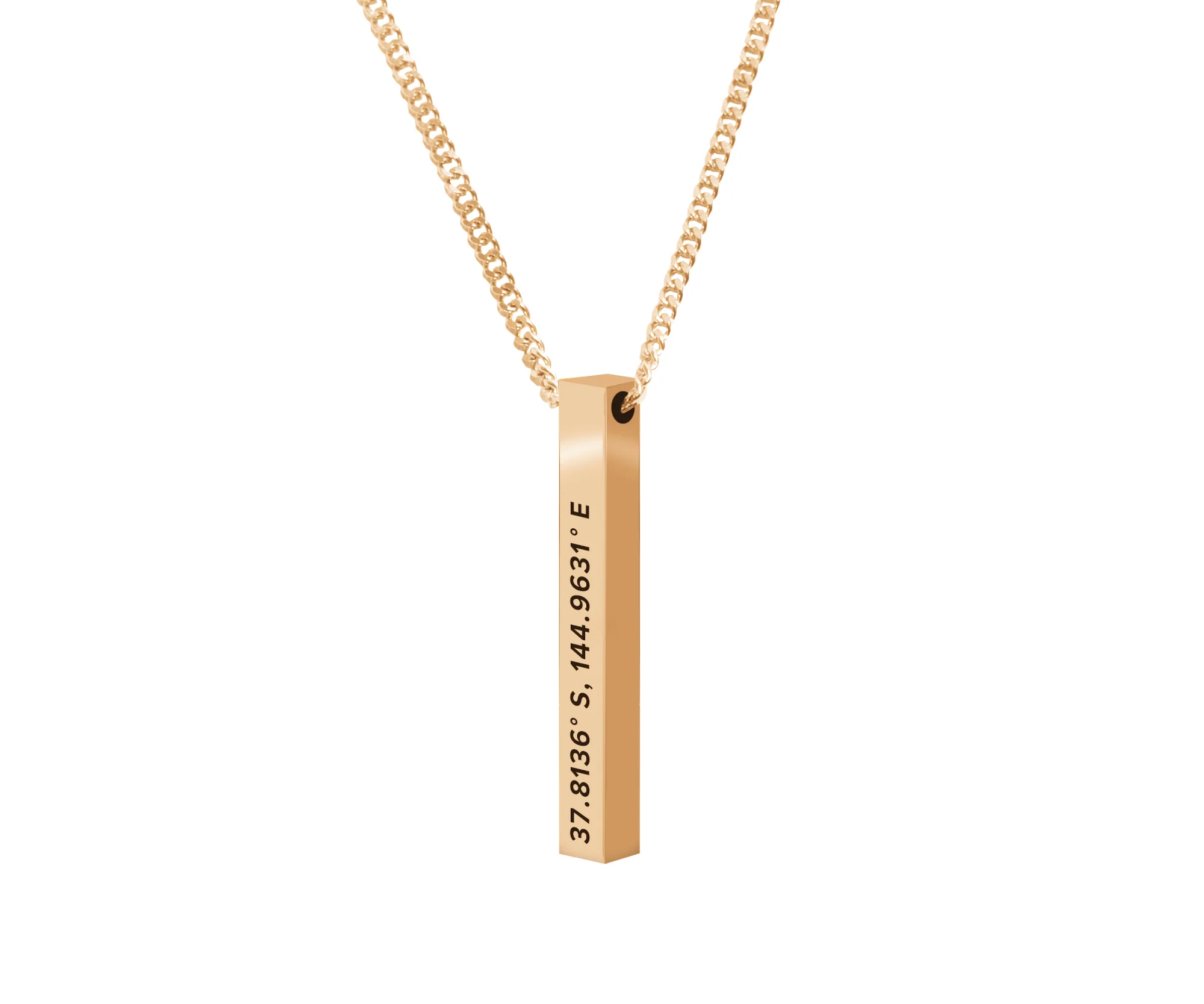 Gold Engravd 3D Bar Necklace - Image 3