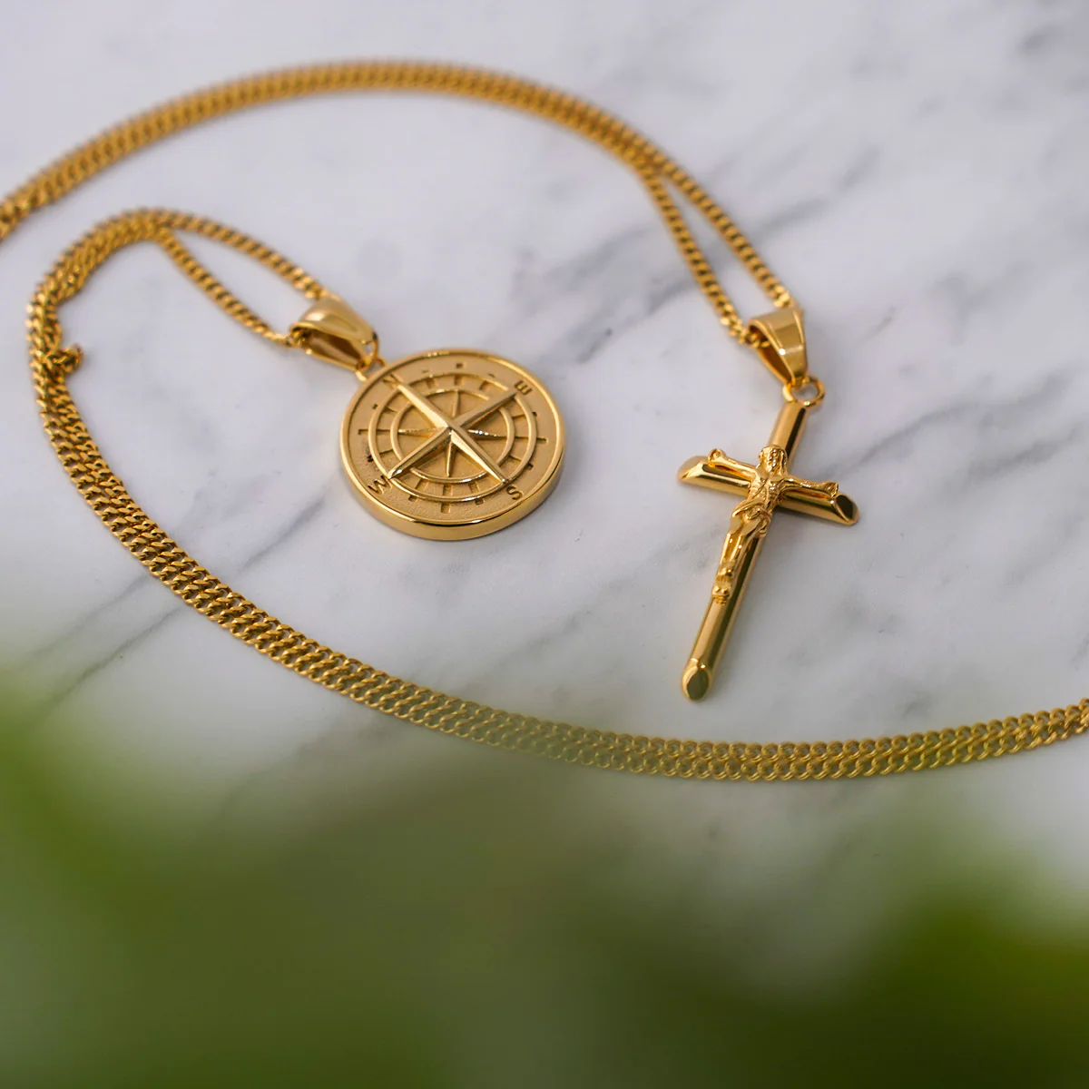 Gold Engravd Compass Necklace - Image 6