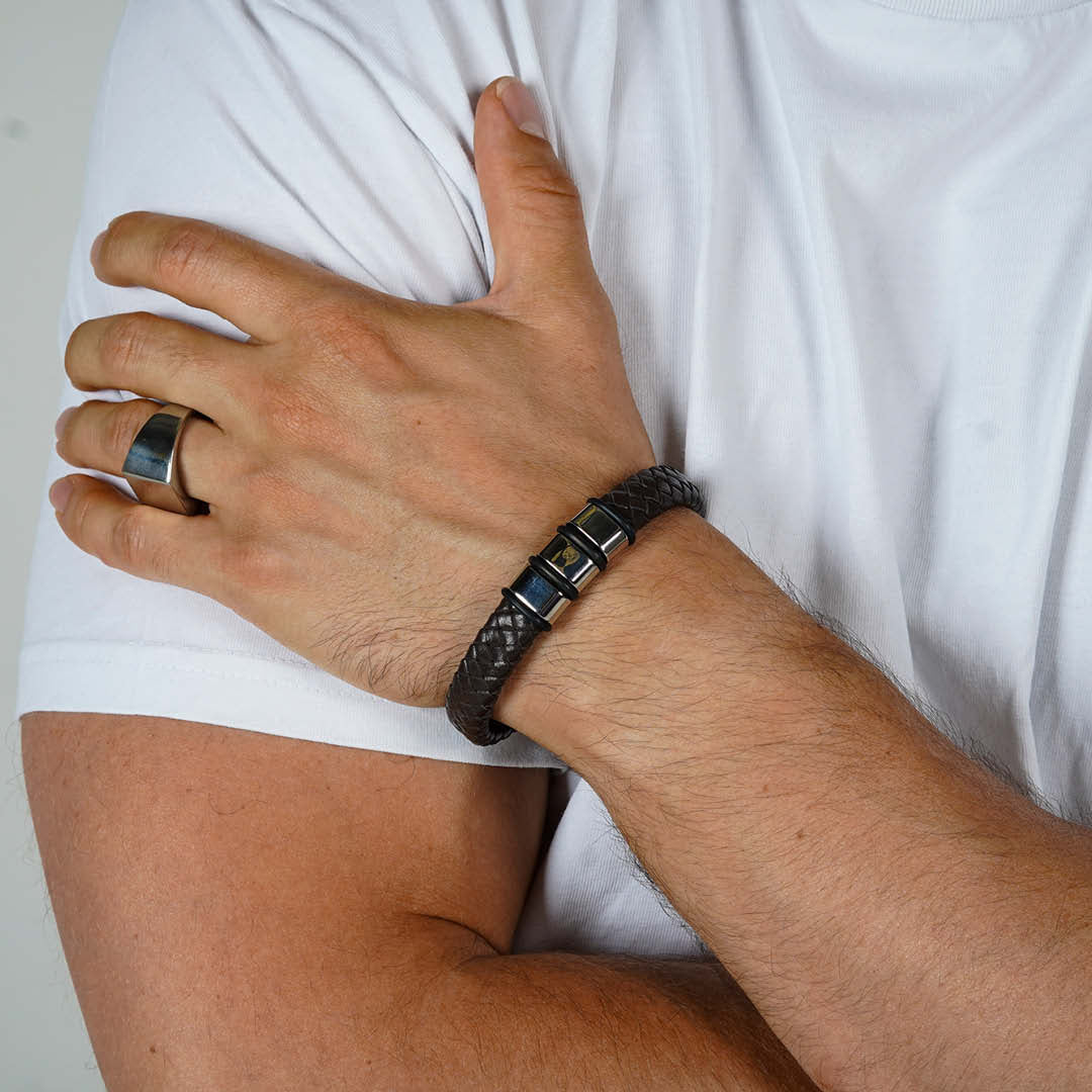 Personalised Brown Leather Bracelet - Image 3