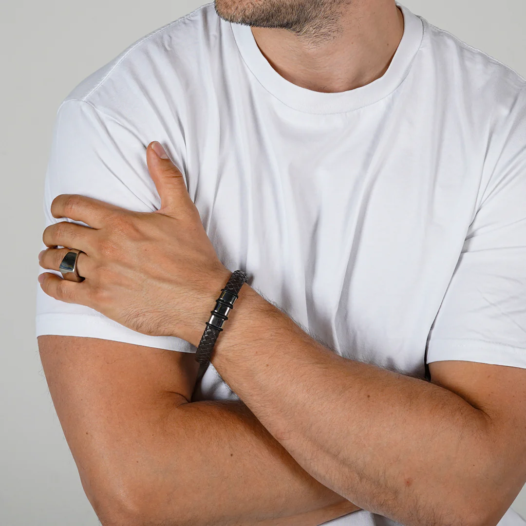 Personalised Brown Leather Bracelet - Image 6