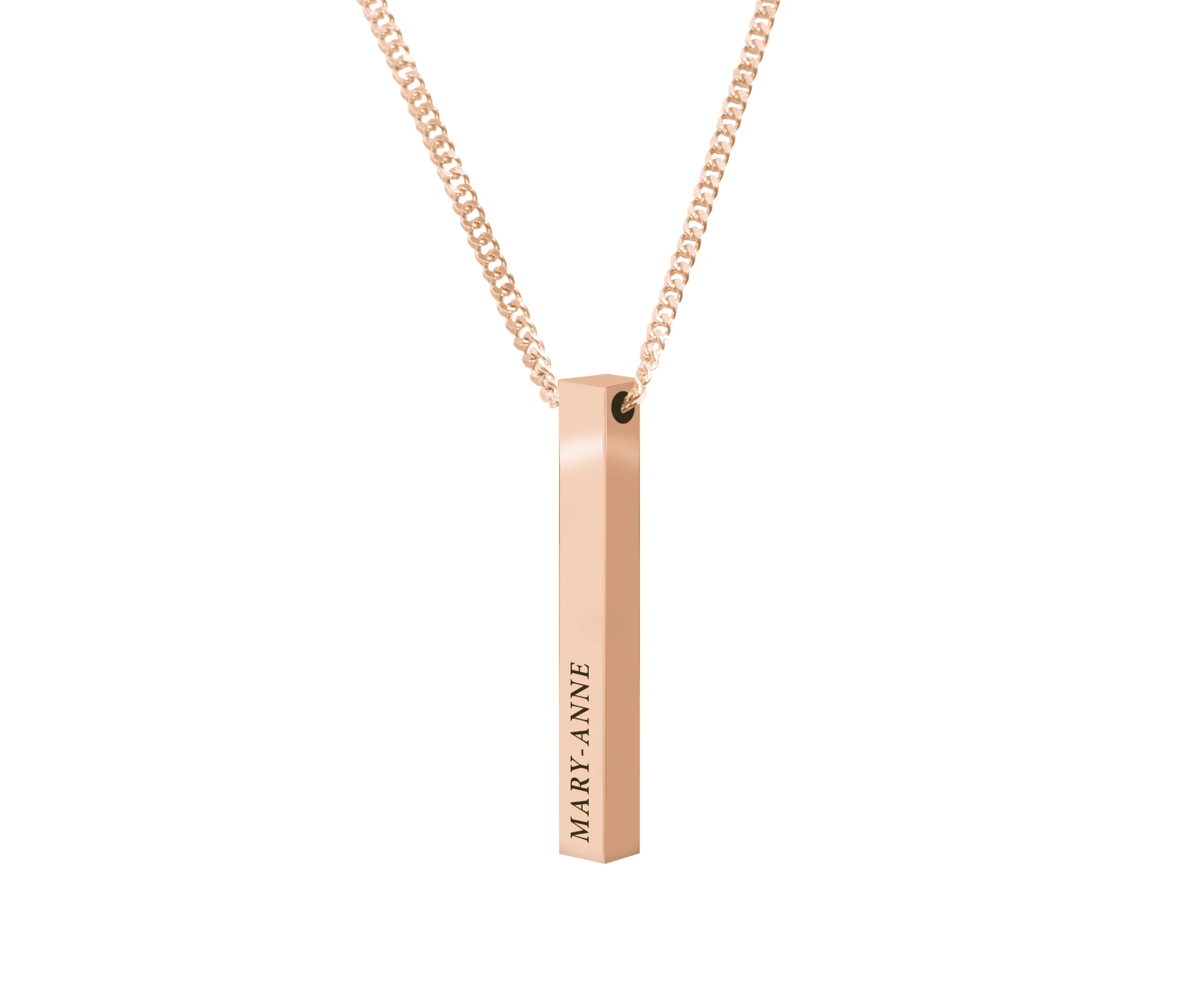 Rose Gold Engravd 3D Bar Necklace - Image 3