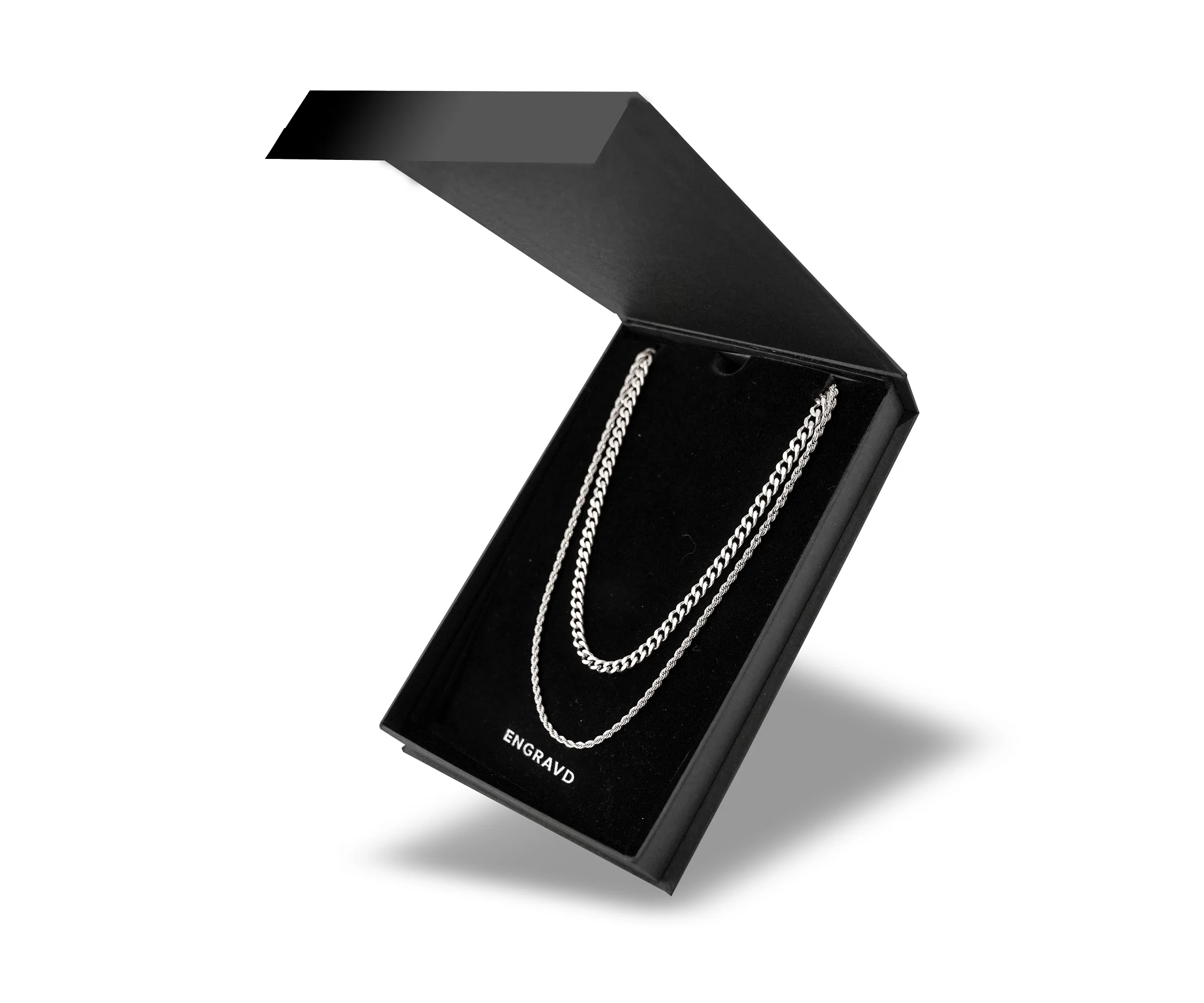 Silver Cuban Link + Rope Chain Stack - Image 4