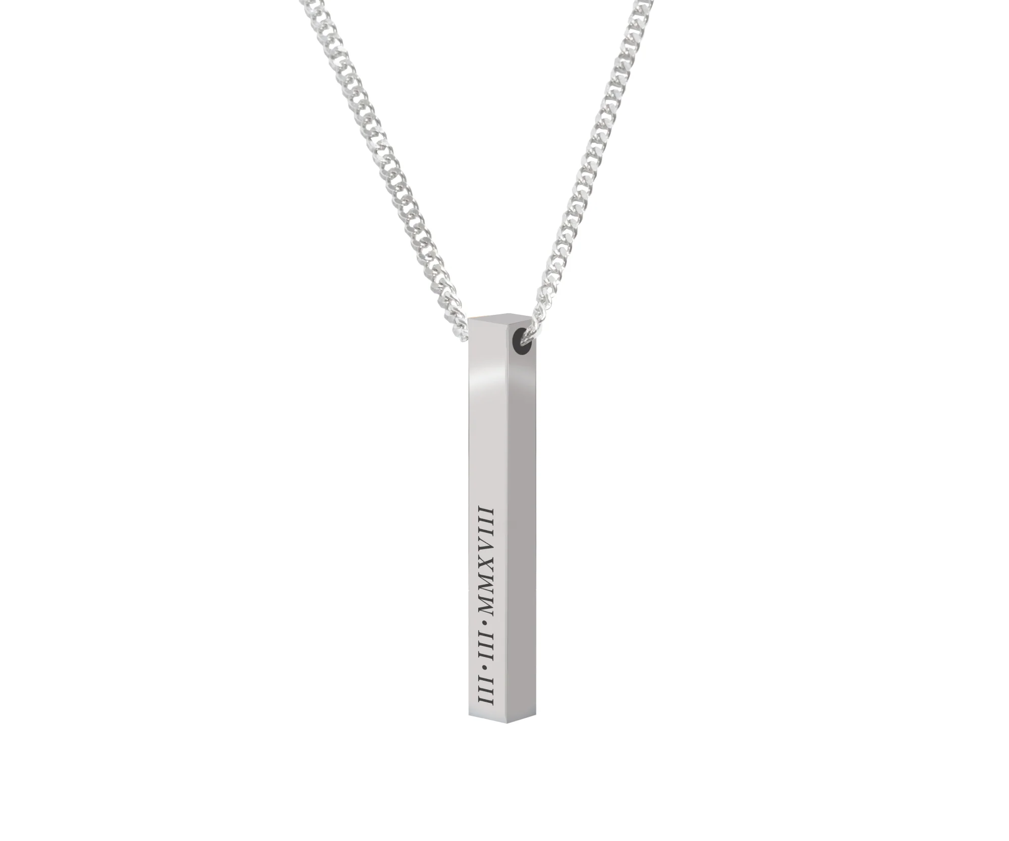 Silver Engravd 3D Bar Necklace - Image 3
