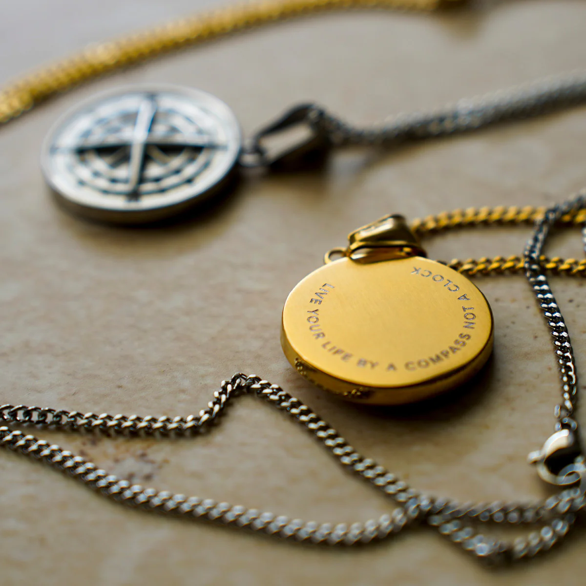 Silver Engravd Compass Necklace - Image 3
