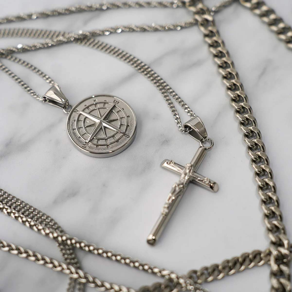 Silver Engravd Compass Necklace - Image 6