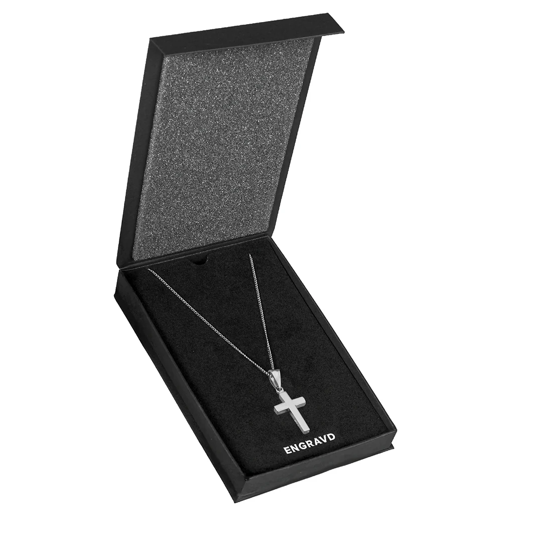 Silver Engravd Cross Necklace - Image 4
